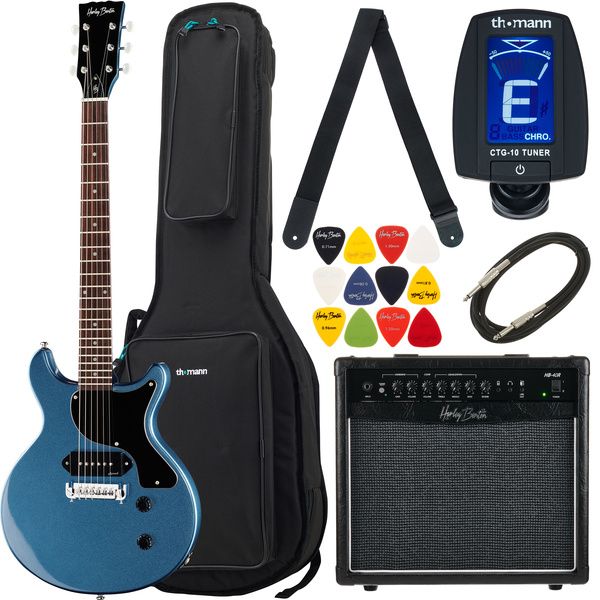 Harley Benton DC-Junior Pelham Blue Bundle – United States