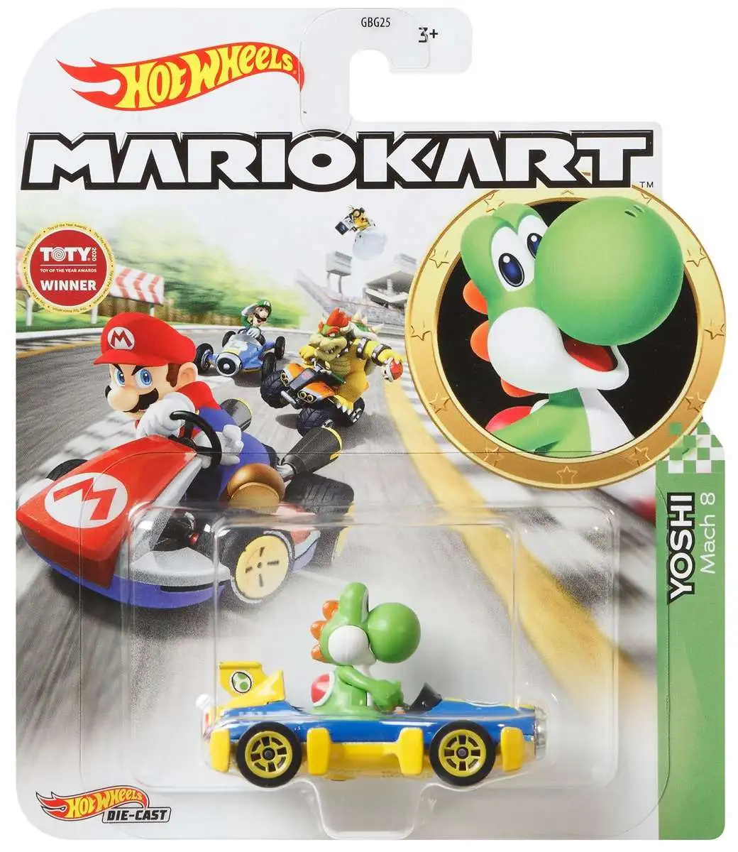 Hot Wheels Mario Kart Yoshi 164 Diecast Car Mach 8 Mattel Toys