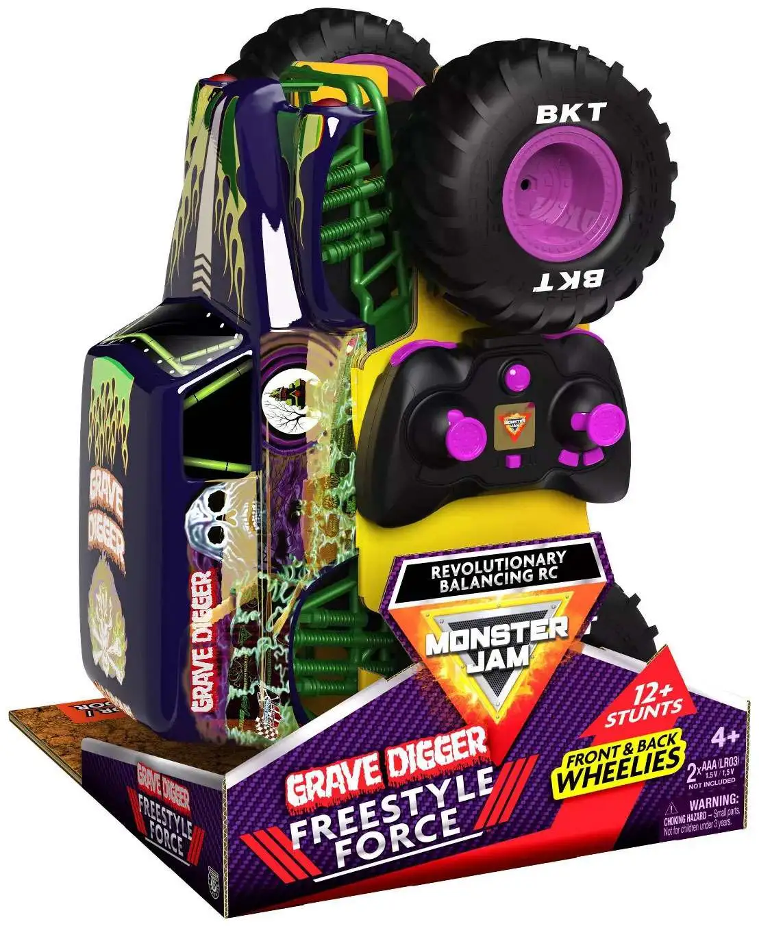 Monster Jam Freestyle Force Grave Digger 124 RC Vehicle Spin