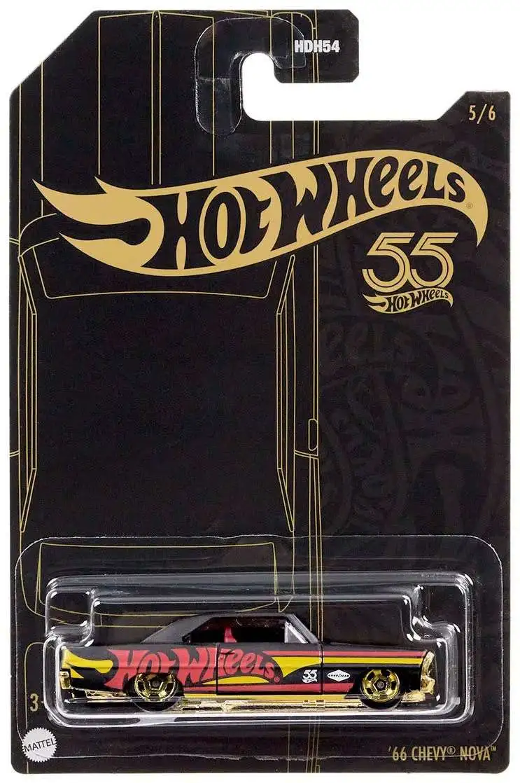 Hot Wheels 55th Anniversary 2023 Pearl Chrome 66 Chevy Nova 164