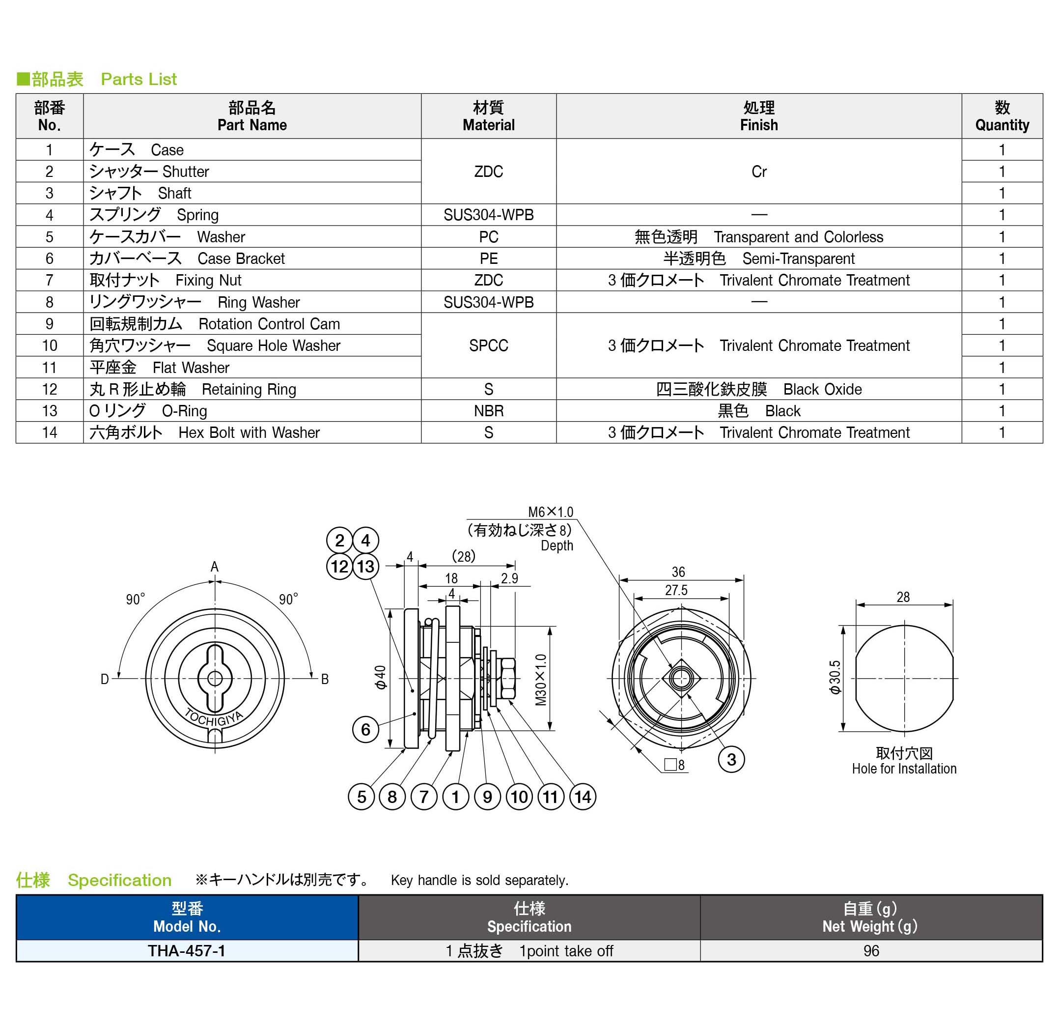 栃木屋EC_ハンドルロック: 取手・ハンドル