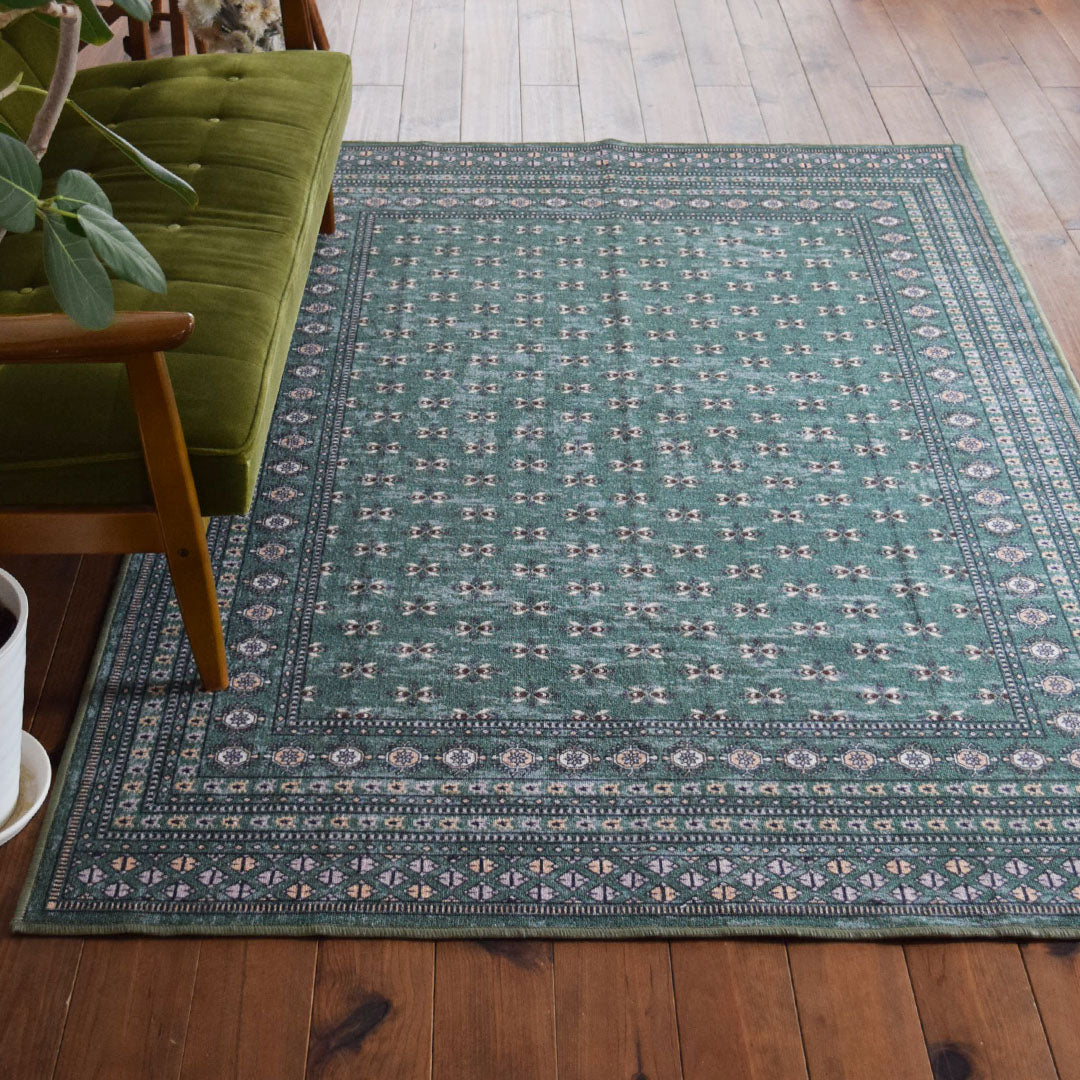 ヴィンテージ風ラグ TOCORU Series ブハラ ループ グリーン– ラグと