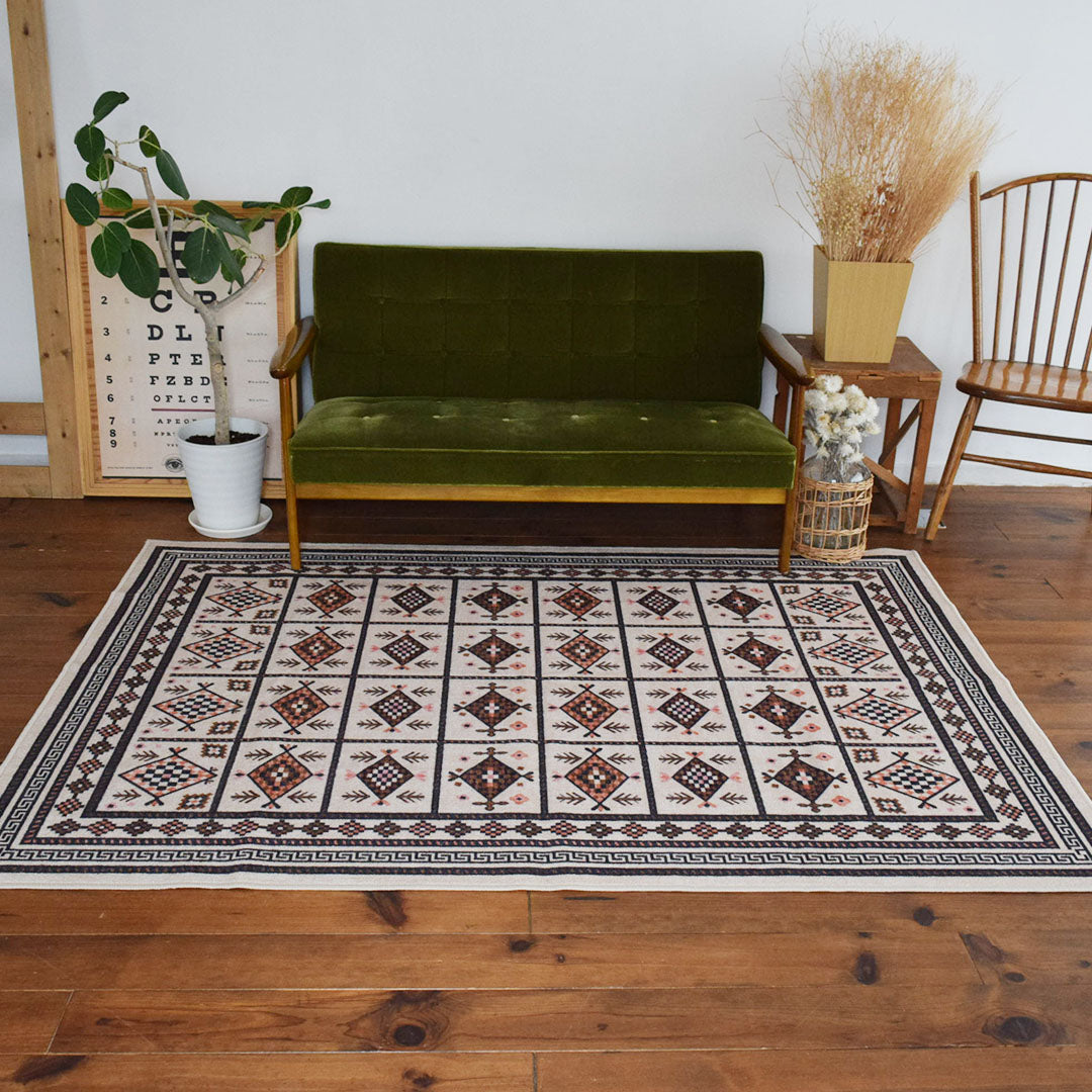 ヴィンテージ風ラグ TOCORU Series タイマニ ループ ベージュ– ラグと