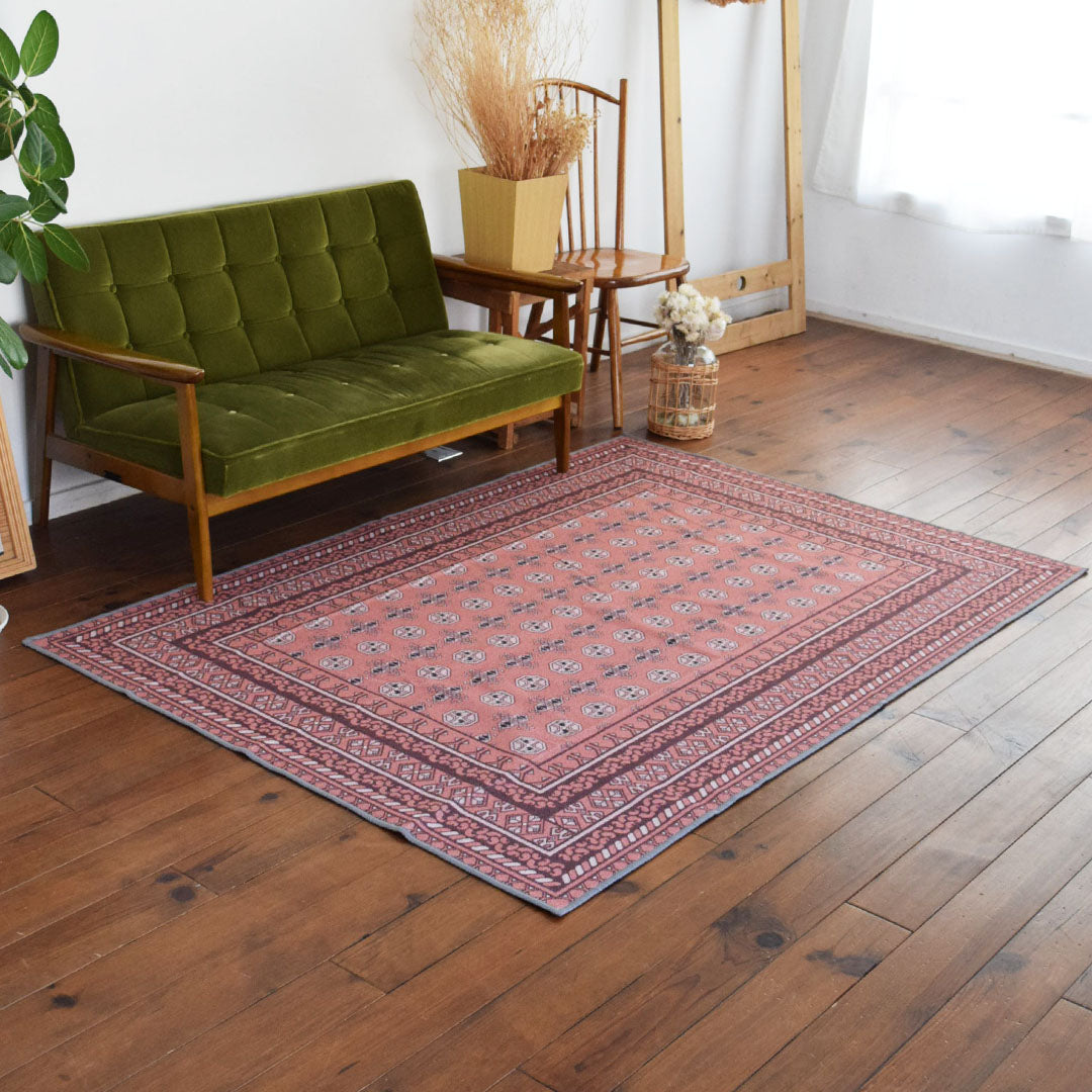 ヴィンテージ風ラグ TOCORU Series AFGHUN ループ ピンク– ラグと