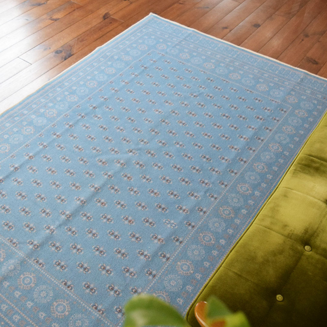 ヴィンテージ風ラグ TOCORU Series ブハラ ループ サックスブルー