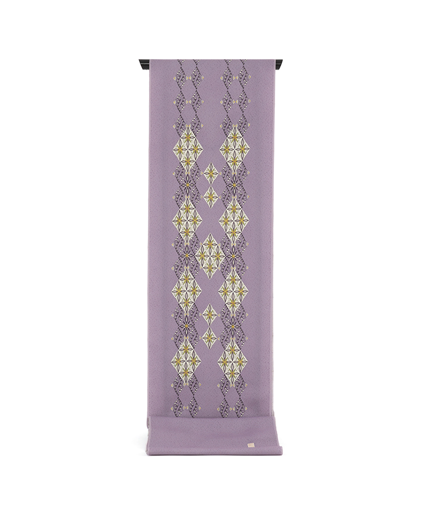 人間国宝 鈴田滋人作 木版摺更紗 染九寸名古屋帯地 未仕立て品 | 特選