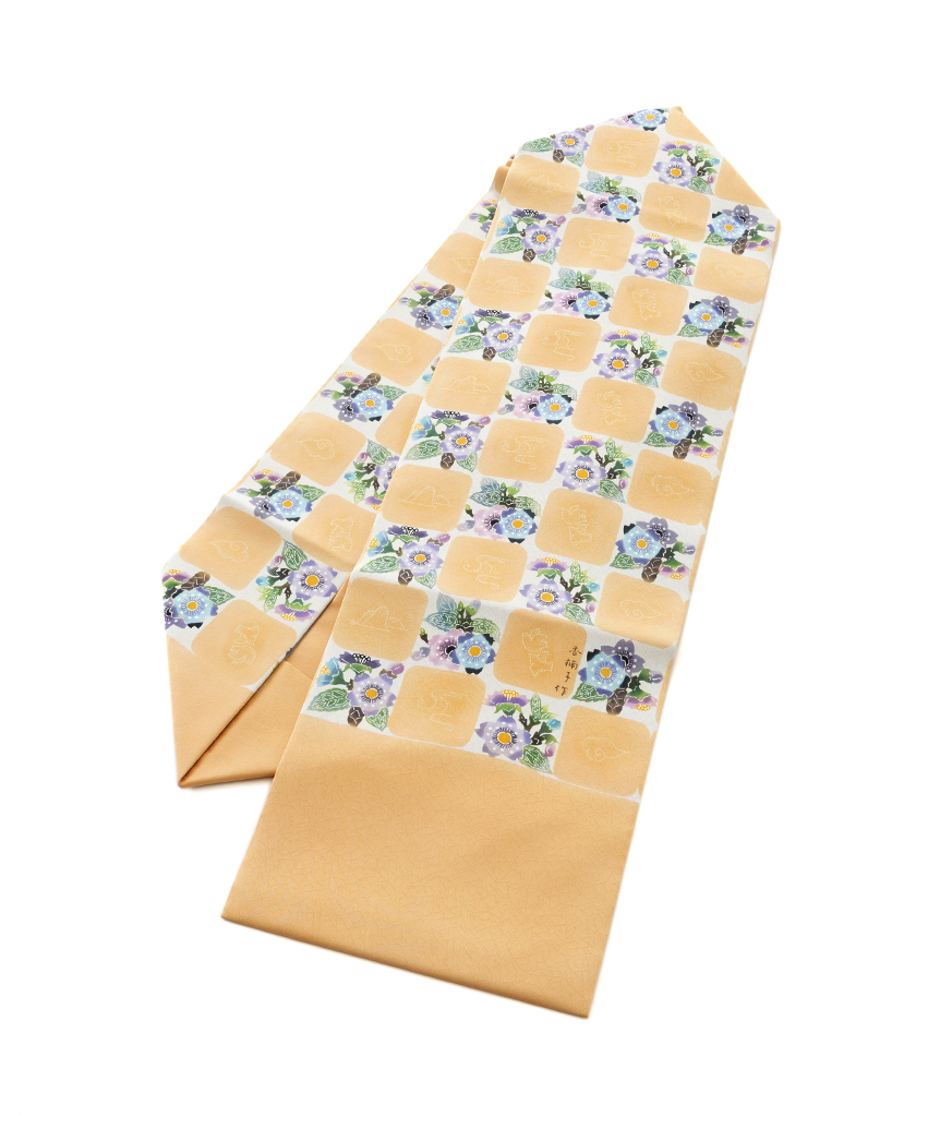 日本工芸会正会員 岩井香楠子作 型絵染 九寸名古屋帯 | 特選きもの