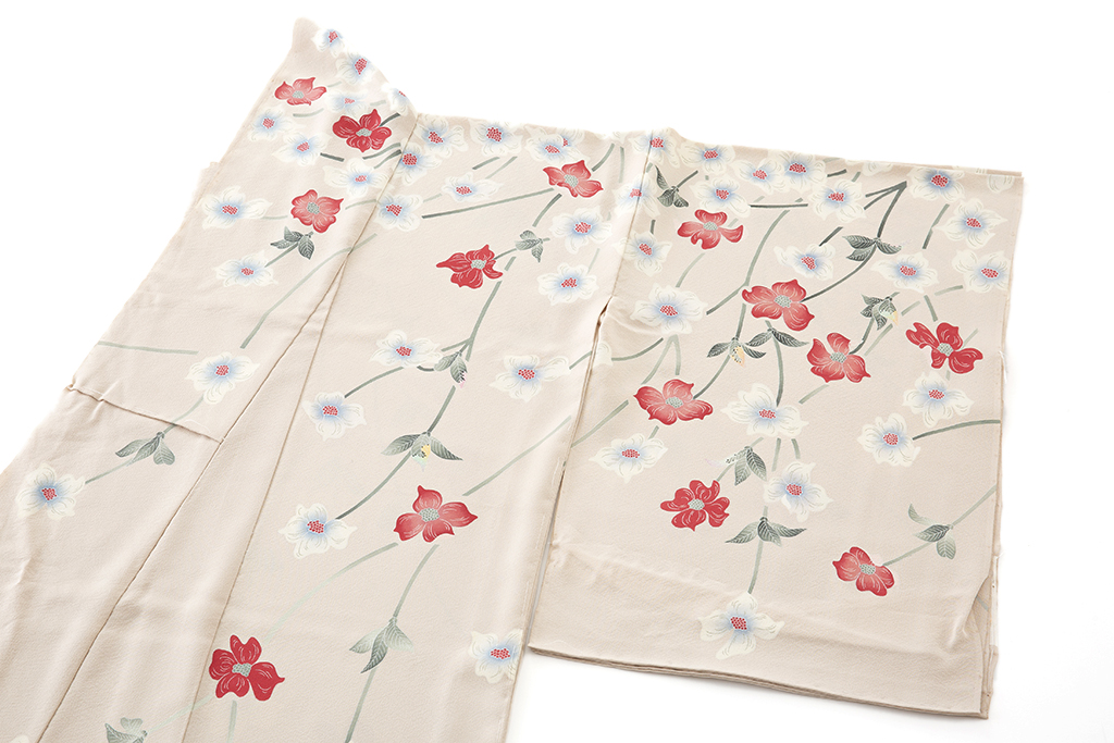 由水煌人作 本加賀友禅 訪問着地 「花水木」 未仕立て品 | 特選きもの