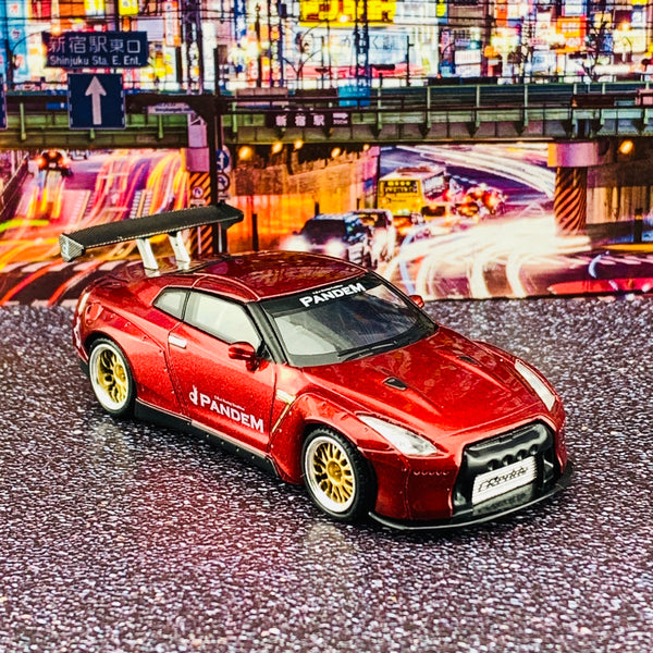 MINI GT 1/64 Pandem Nissan GTR R35 GT Wing Lava Red RHD MGT00092-R