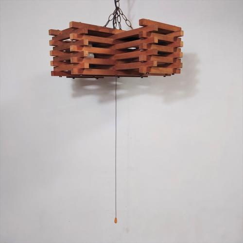 ヤマギワ【yamagiwa】木製シェード4灯ペンダントライト ヴィンテージ