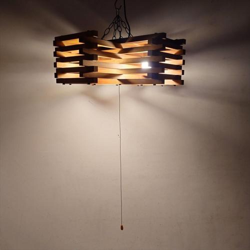 ヤマギワ【yamagiwa】木製シェード4灯ペンダントライト ヴィンテージ