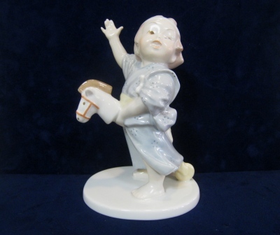 乃りたけ陶房 童子人形シリーズ 「春駒」置物 - 土岐陶器本店