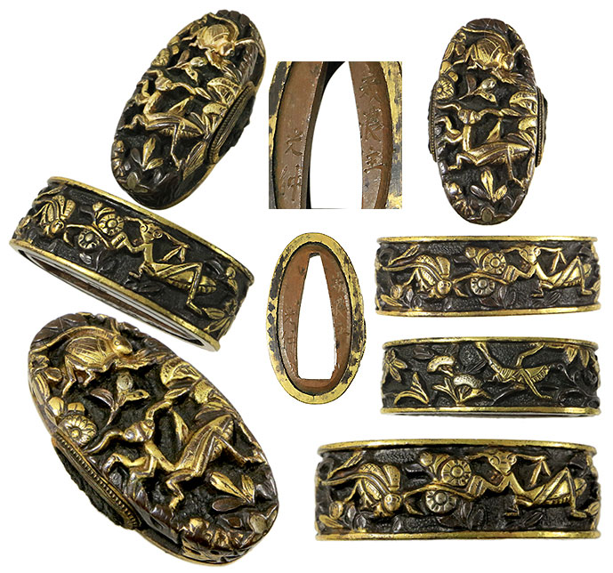 日本刀の縁頭｜秋草秋虫図 銘/美濃住光仲｜日本刀 刀剣販売 専門店