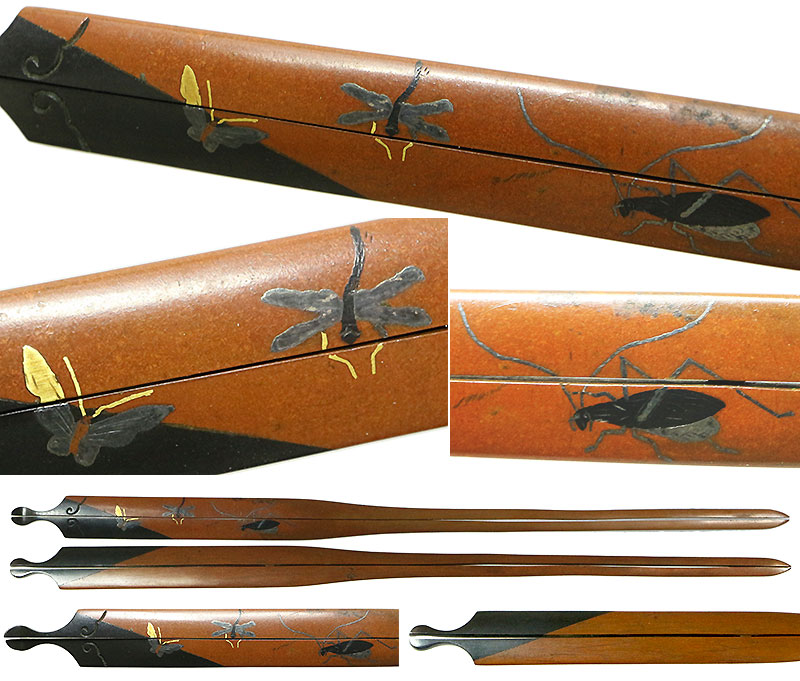 日本刀の小柄・笄｜素銅地秋虫図割笄｜日本刀専門店・東京【十拳】