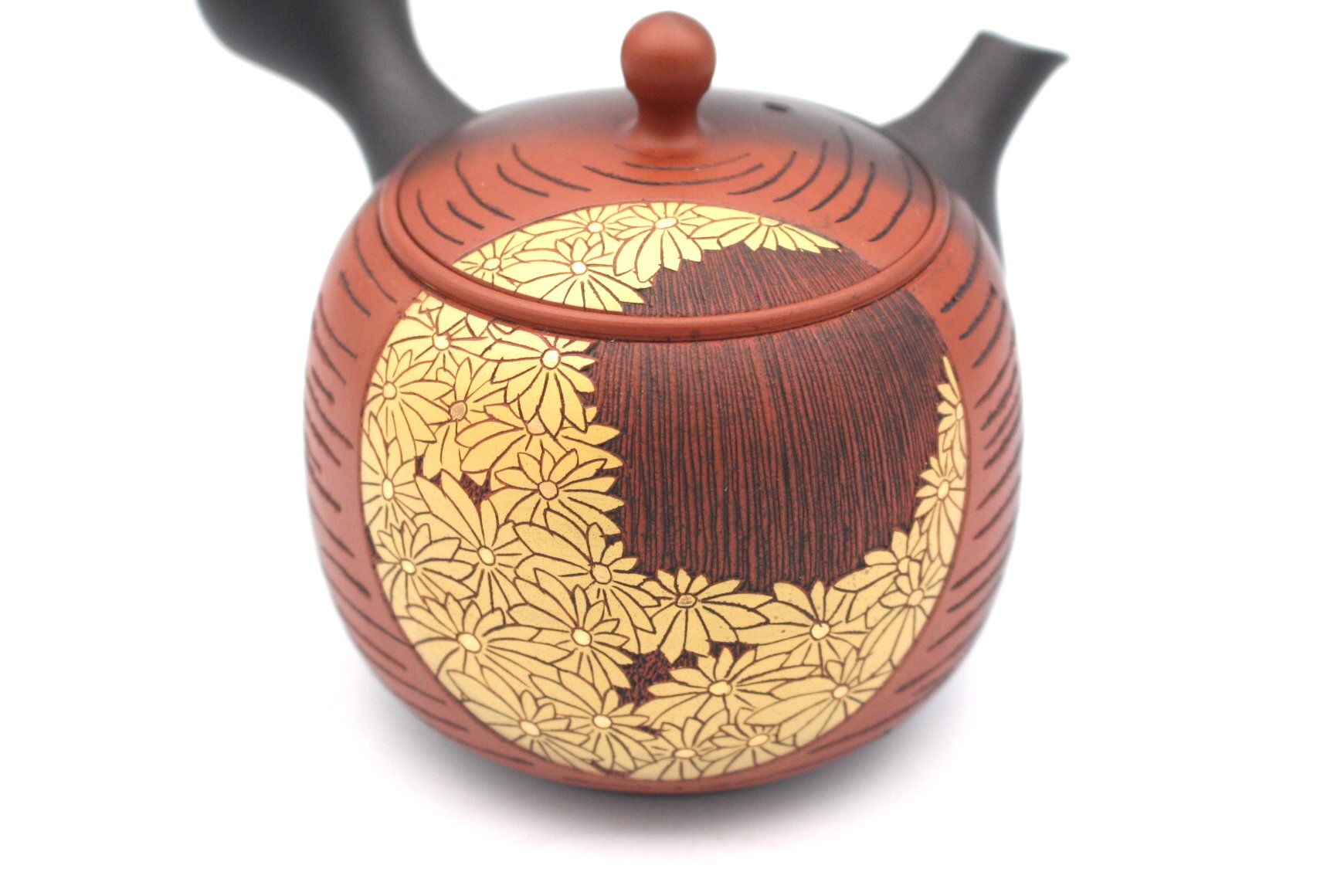 森下宗則 窯変菊金彩彫 急須湯呑セット munenori01 - 常滑焼急須館