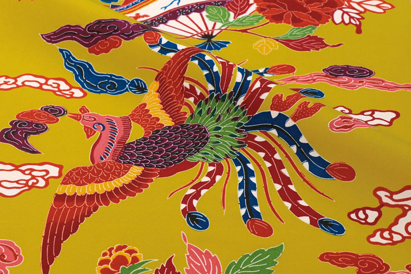 紅型（びんがた） 扇と鳳凰柄の和柄生地通販なら都香庵