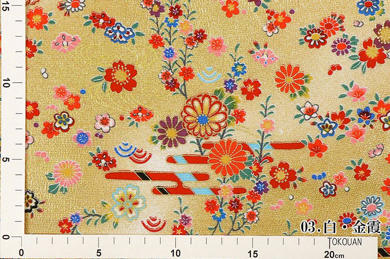 金彩友禅販売 エ霞水紋に花柄の和柄生地通販なら都香庵