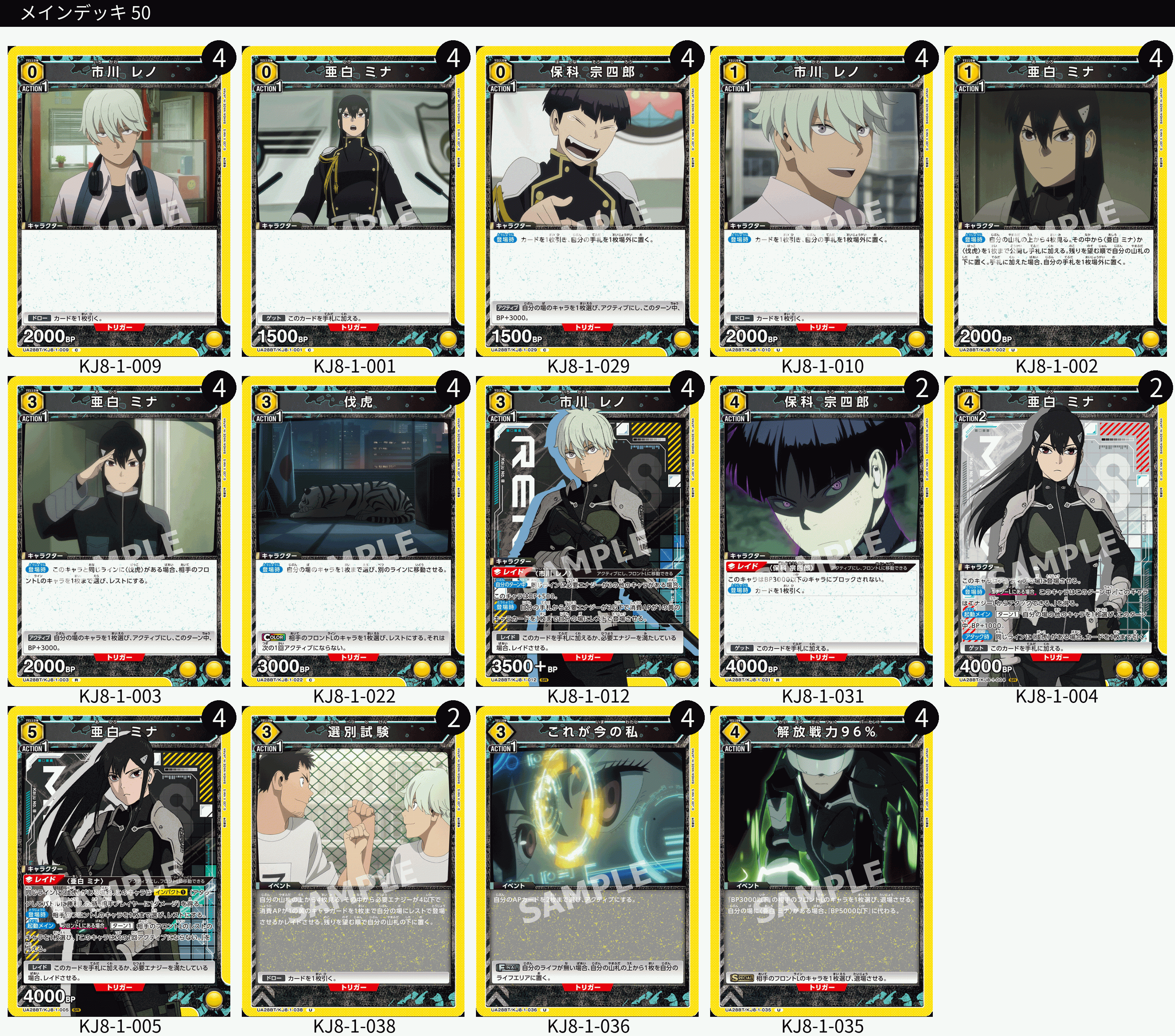 レノ＆ミナ(黄怪獣8号)のデッキリスト｜ユニオンアリーナ – TORECARDS