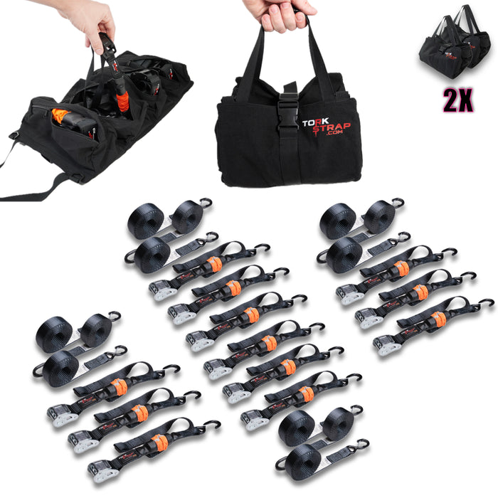 TorkStrap HD750 | 14'x1.5'' Spring Loaded Tie Down Straps - Adapts to