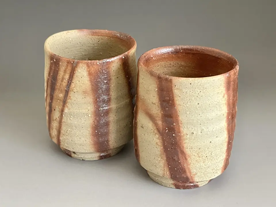 森青史 灼陽五窯 備前 割山椒 足付 向付 五客 小鉢 懐石 会席 和食器