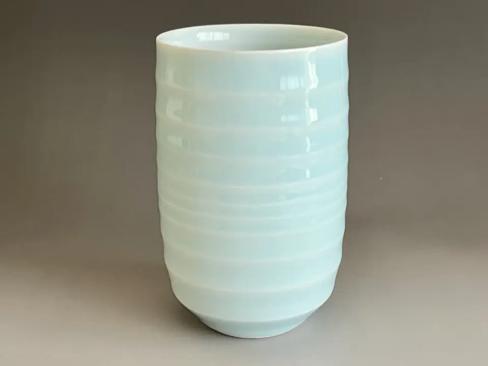 ☆ 安藤工 （父 安藤日出武） 仙太郎窯 志野 耳付花生 高さ26.5㎝ 花入