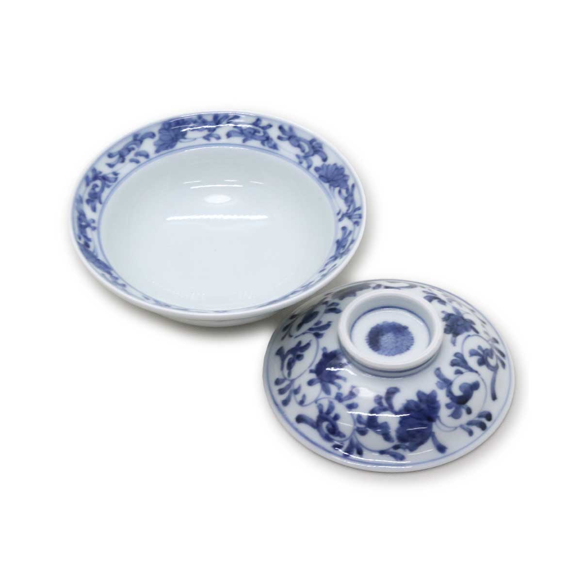 有田焼 染付 唐草紋 四寸五分 ふた物 岩永浩工房