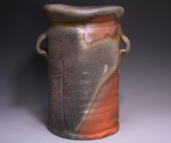 金重晃介 作 「備前耳付花入」 ～備前焼専門卸小売店 川口陶楽苑～