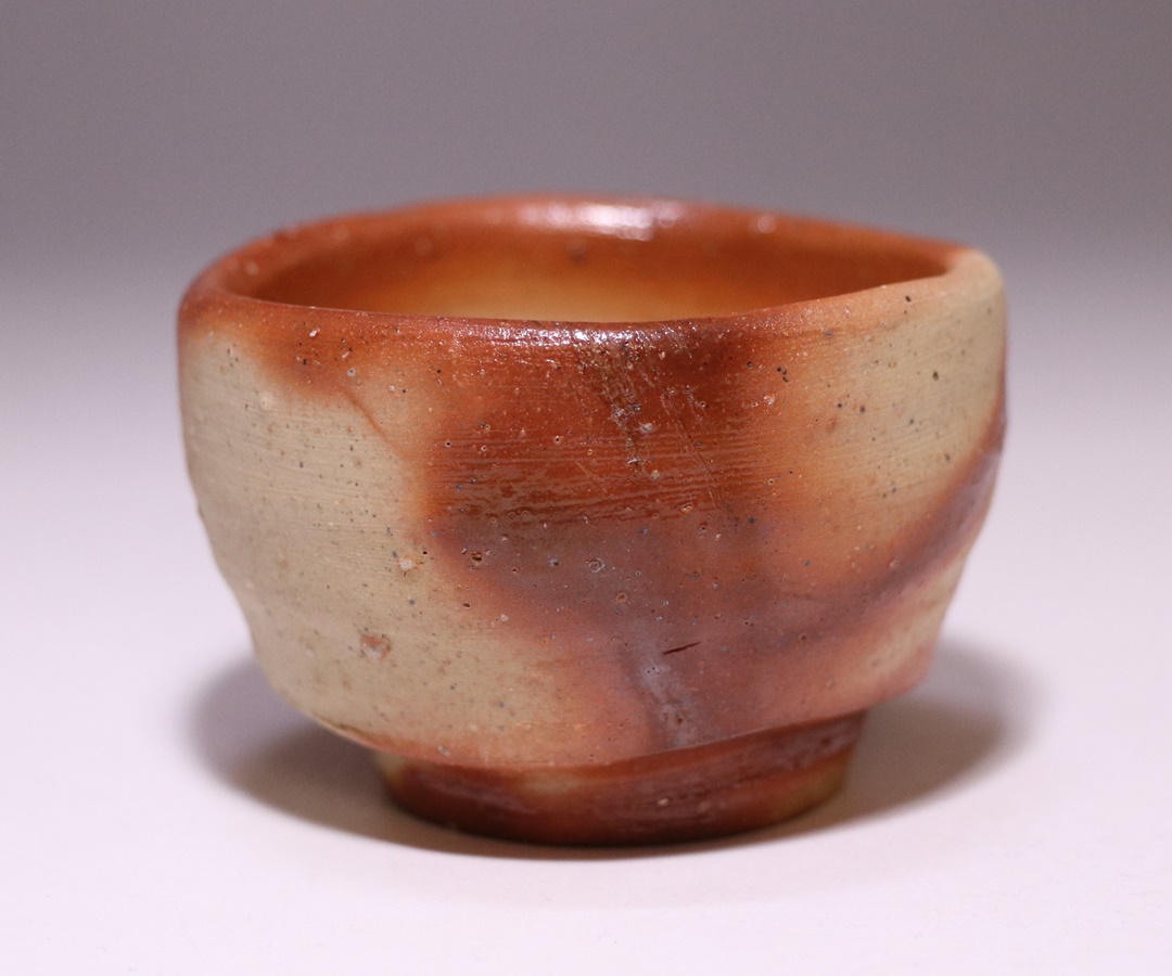 備前焼 各見政峯作 面取茶碗 各見政峯岡山県備前