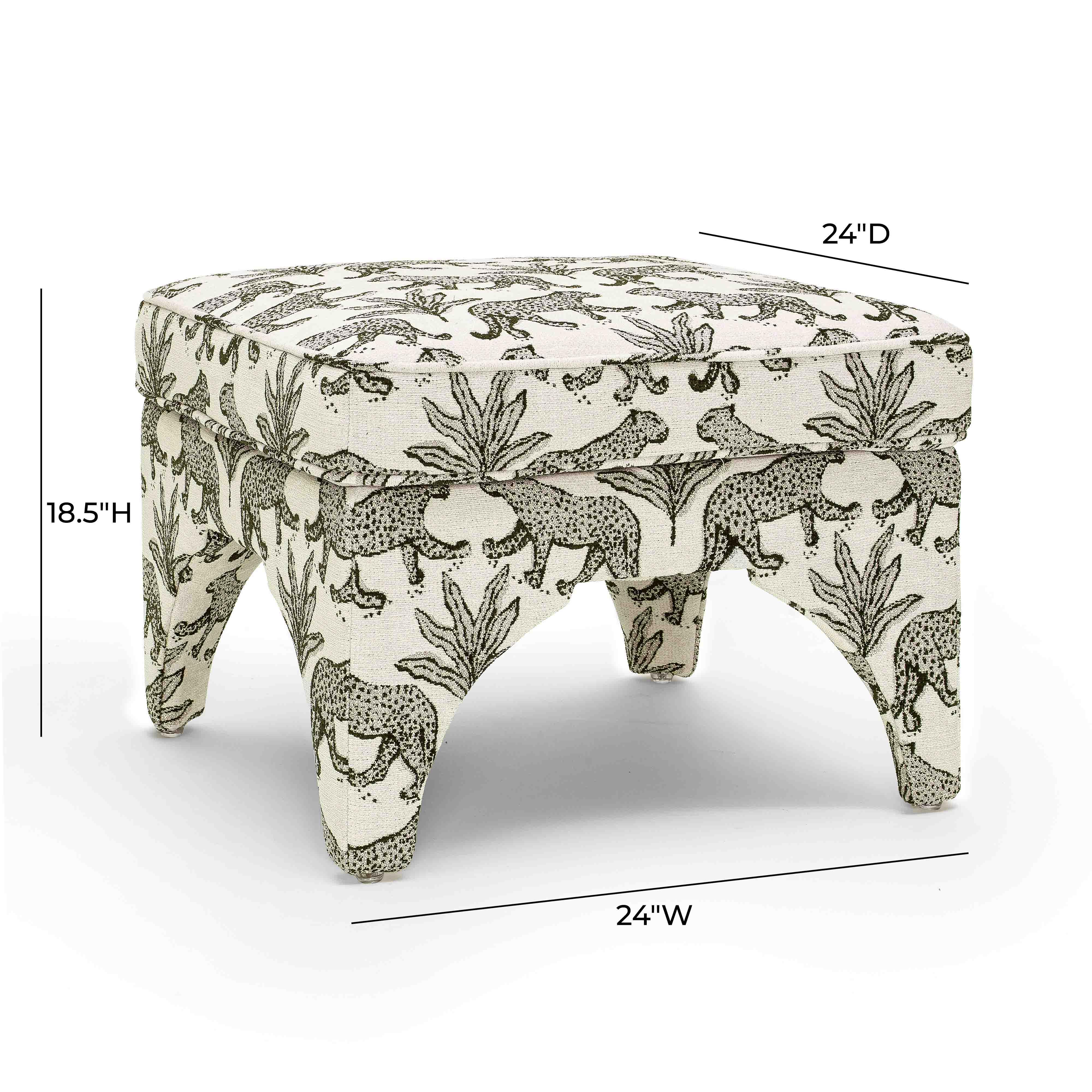 Raji Leopard Jacquard Ottoman | TOV Furniture