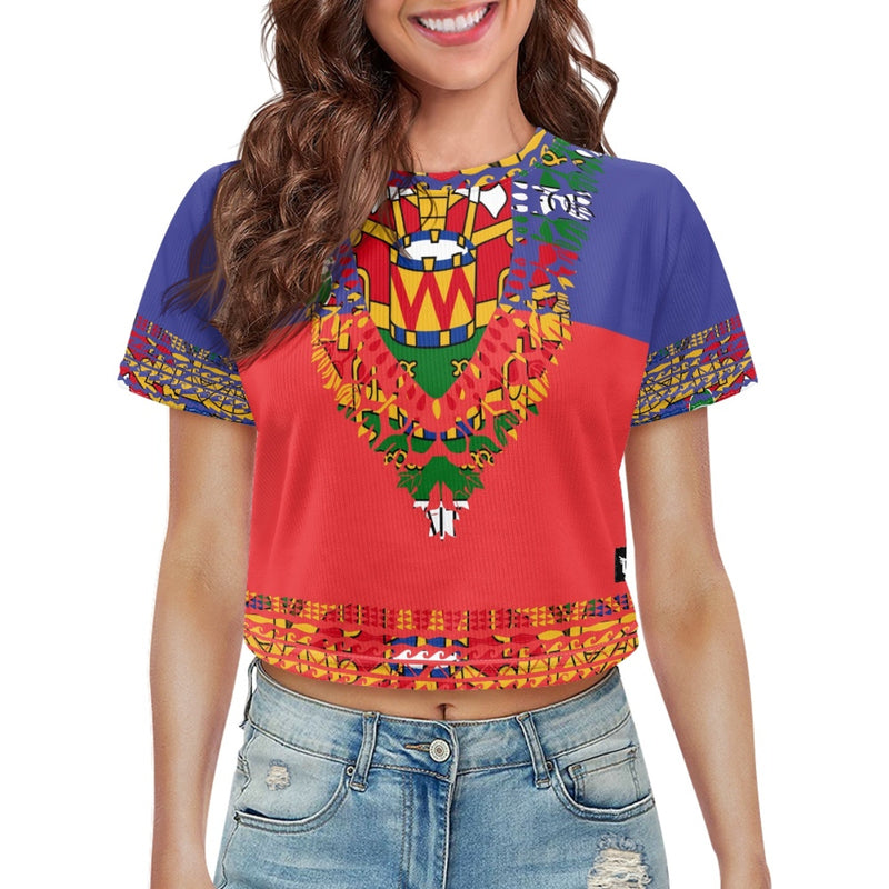 TMMG HAITI HAITIAN FLAG DASHIKI CROP TOP