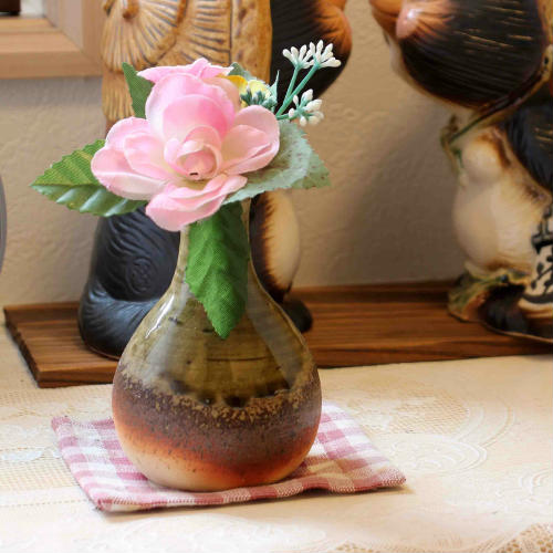 楽天市場】信楽焼 一輪挿し ビードロ つる首 ミニ 花瓶 陶器 おしゃれ