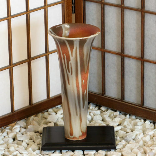 楽天市場】信楽焼 花器 緋色 緑釉 流し スカーレット 生花 池坊 立花