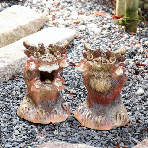 楽天市場】信楽焼 シーサー 置物 8号 ペア 狛犬 阿吽 玄関 おしゃれ