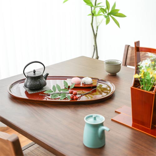 楽天市場】飛騨春慶 元田漆器 大福盆 伝統工芸品 木製 トレー