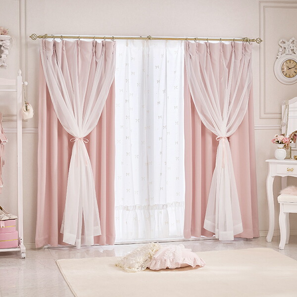 楽天市場】フェアリーリボン遮光カーテン（100×185）/ピンク｜ 姫系