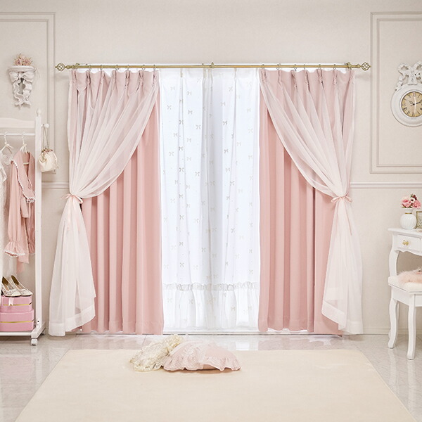 楽天市場】フェアリーリボン遮光カーテン（100×185）/ピンク｜ 姫系