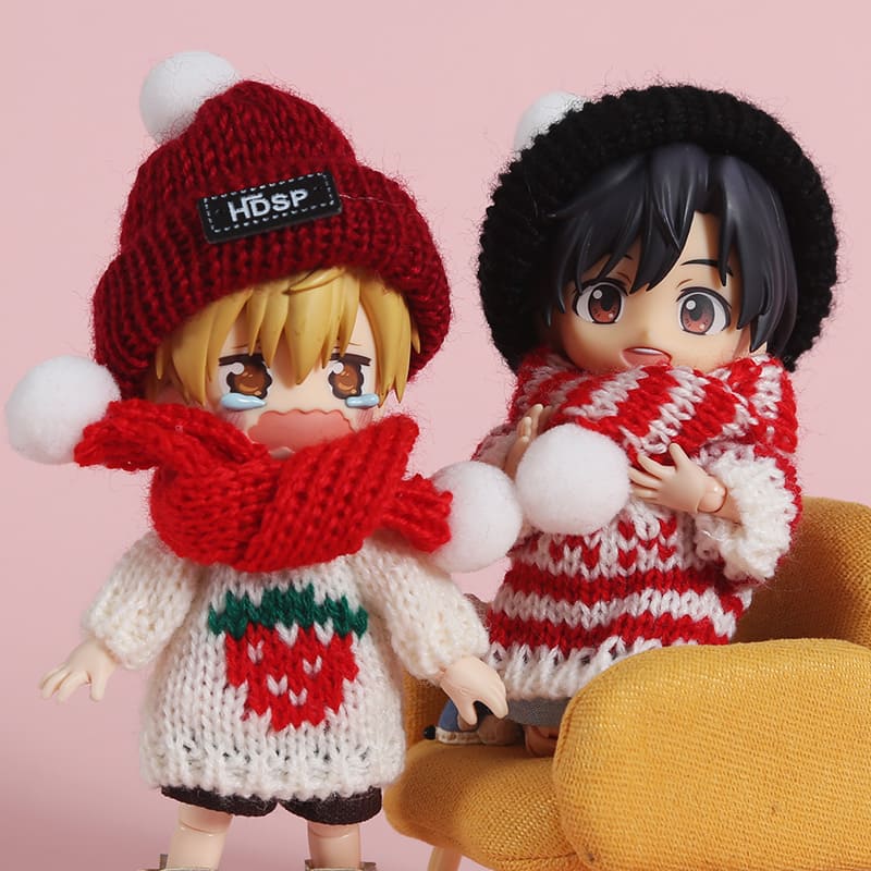 ふわふわぶどう帽子のニットドール ふわふわぶどう帽子のニットドール