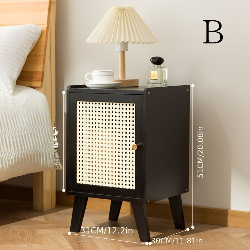 楽天市場】サイドテーブル 竹製 扉付き ラタン 収納 キャビネット