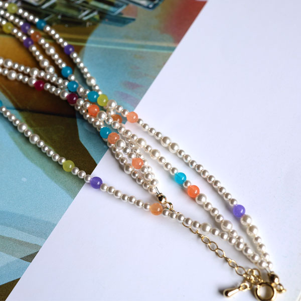 楽天市場】ロングネックレス 3連 パール レディース スワロフスキー