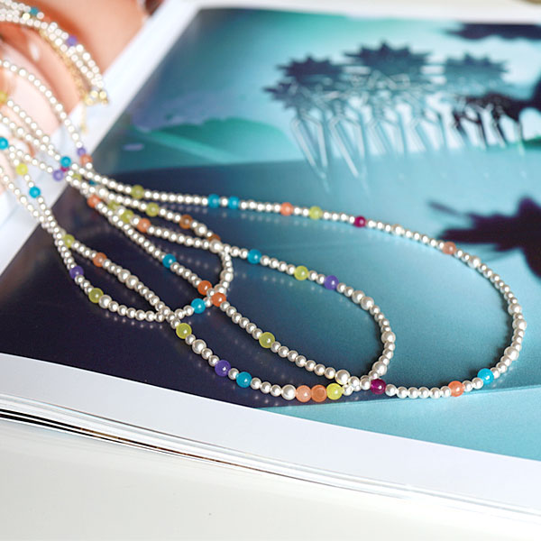 楽天市場】ロングネックレス 3連 パール レディース スワロフスキー