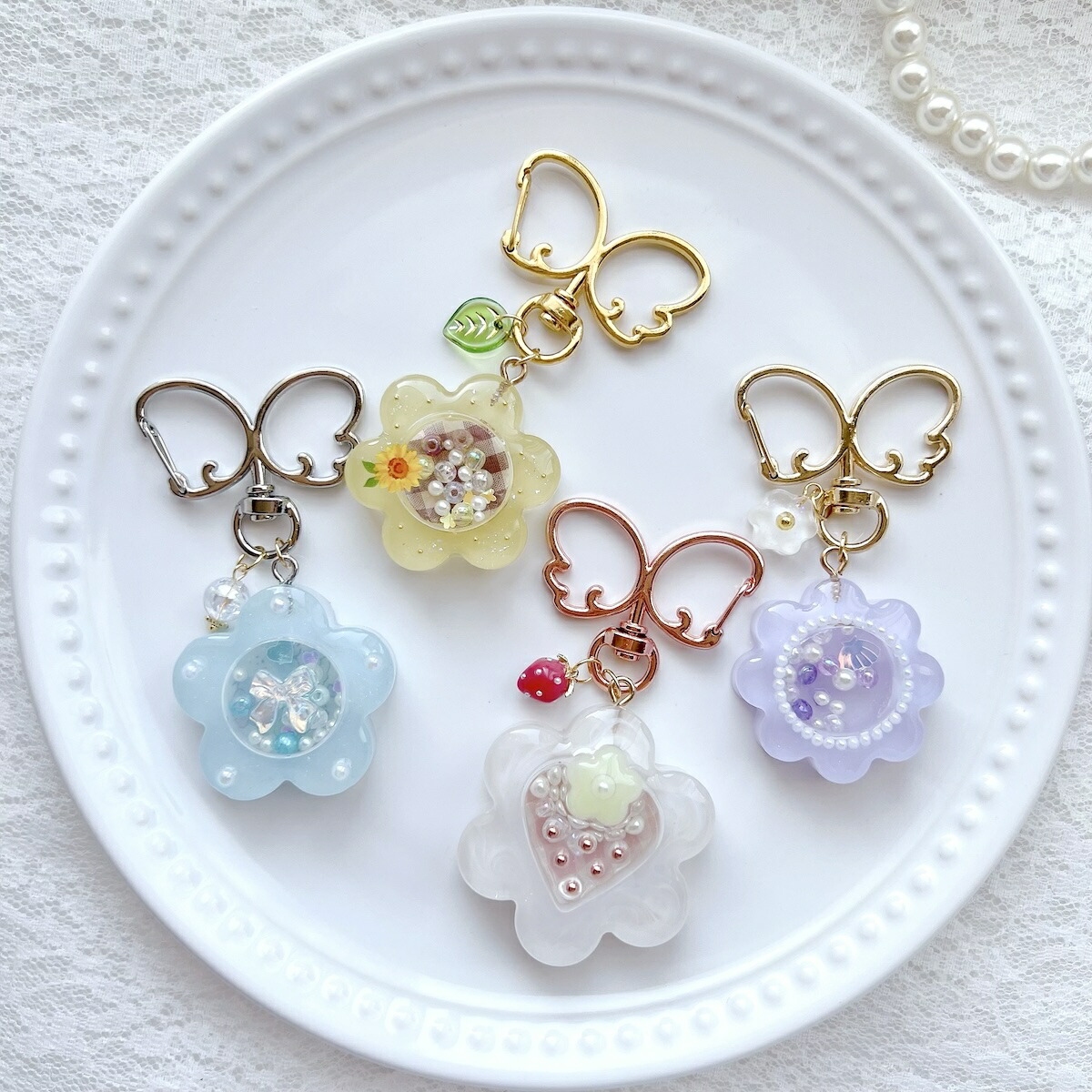 楽天市場】レジン シリコンモールド シャカシャカ キーホルダー お花