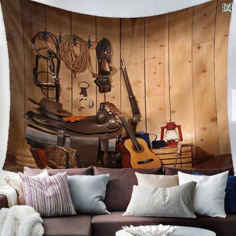 楽天市場】タペストリー ウエスタン カウボーイ 馬 夕焼け レトロ