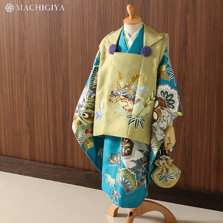 楽天市場】【レンタル】七五三 3歳 男の子 被布 着物 セット 絵羽 兜