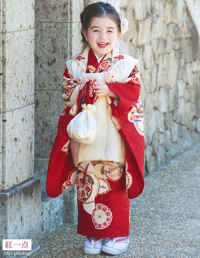楽天市場】七五三 3歳 女児 被布 着物 セット 正絹 梅橘 赤 被布コート