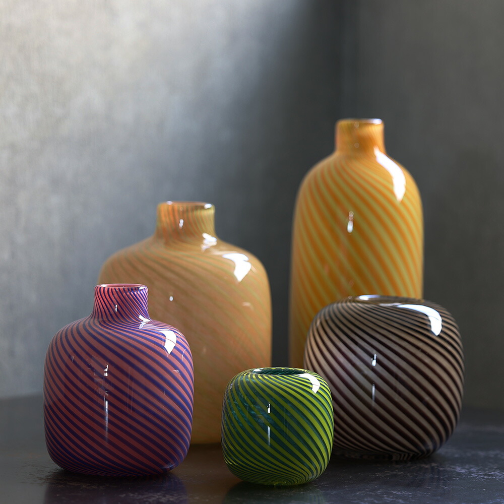 楽天市場】ストライプ 模様 分厚い ガラス フラワーベース HUNT9 Bach