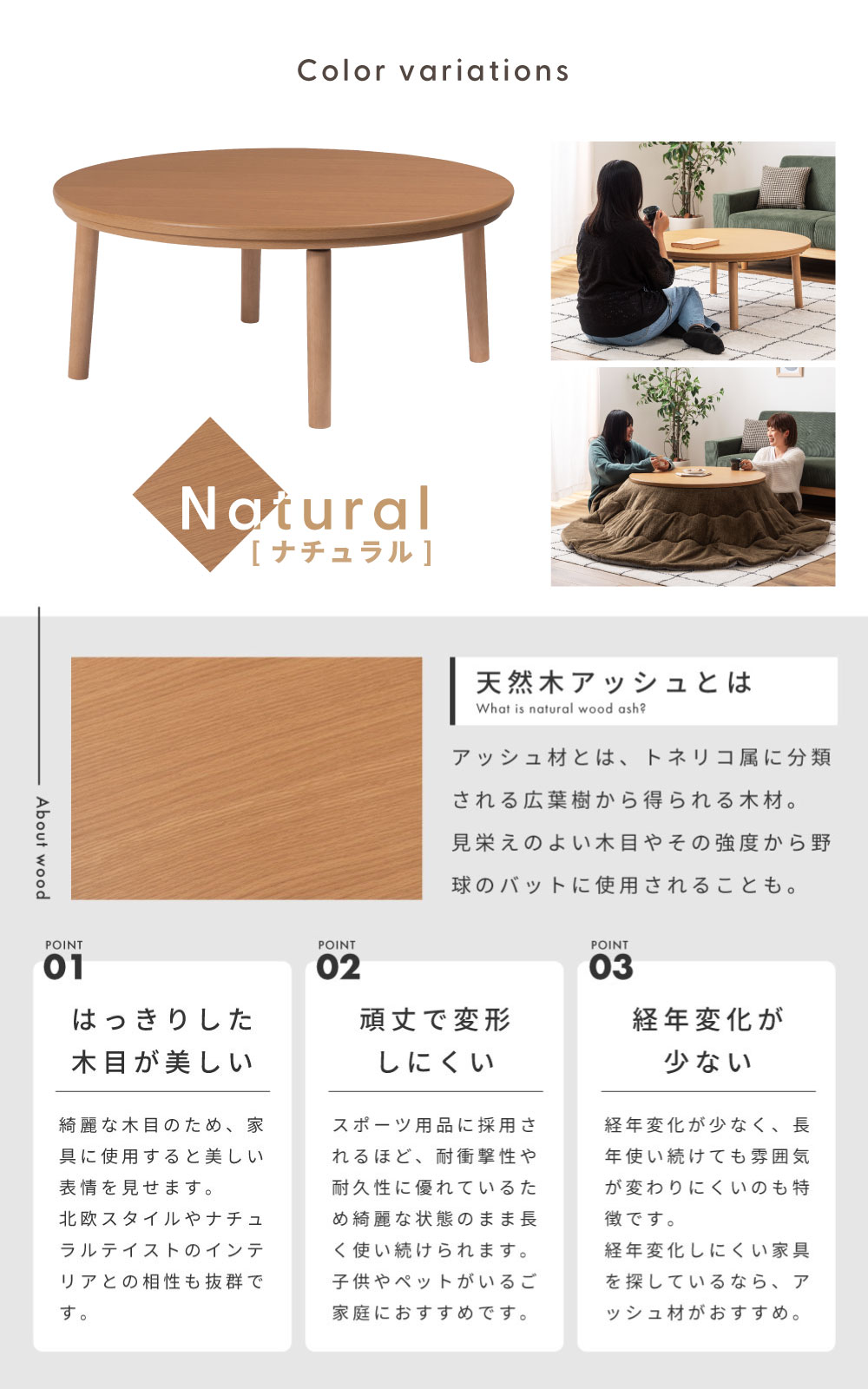 楽天市場】こたつ フラットヒーター 丸型 円形 90 90 こたつテーブル