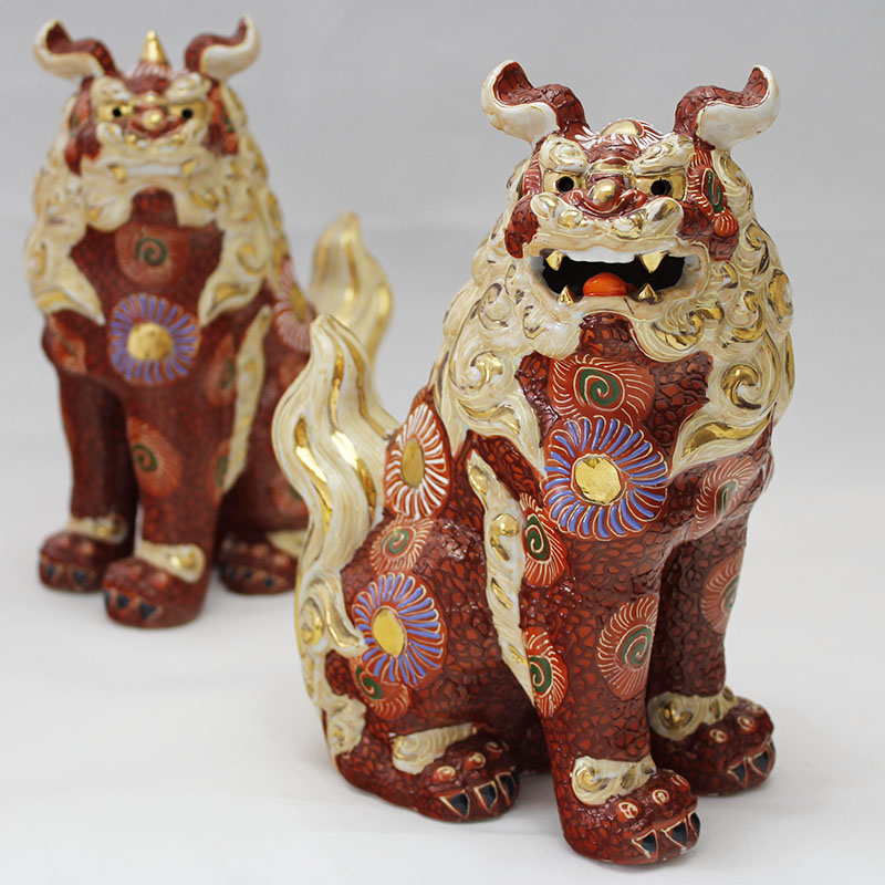 楽天市場】狛犬 一対 阿形 吽形［左右セット］ 赤盛 7号 高さ22cm