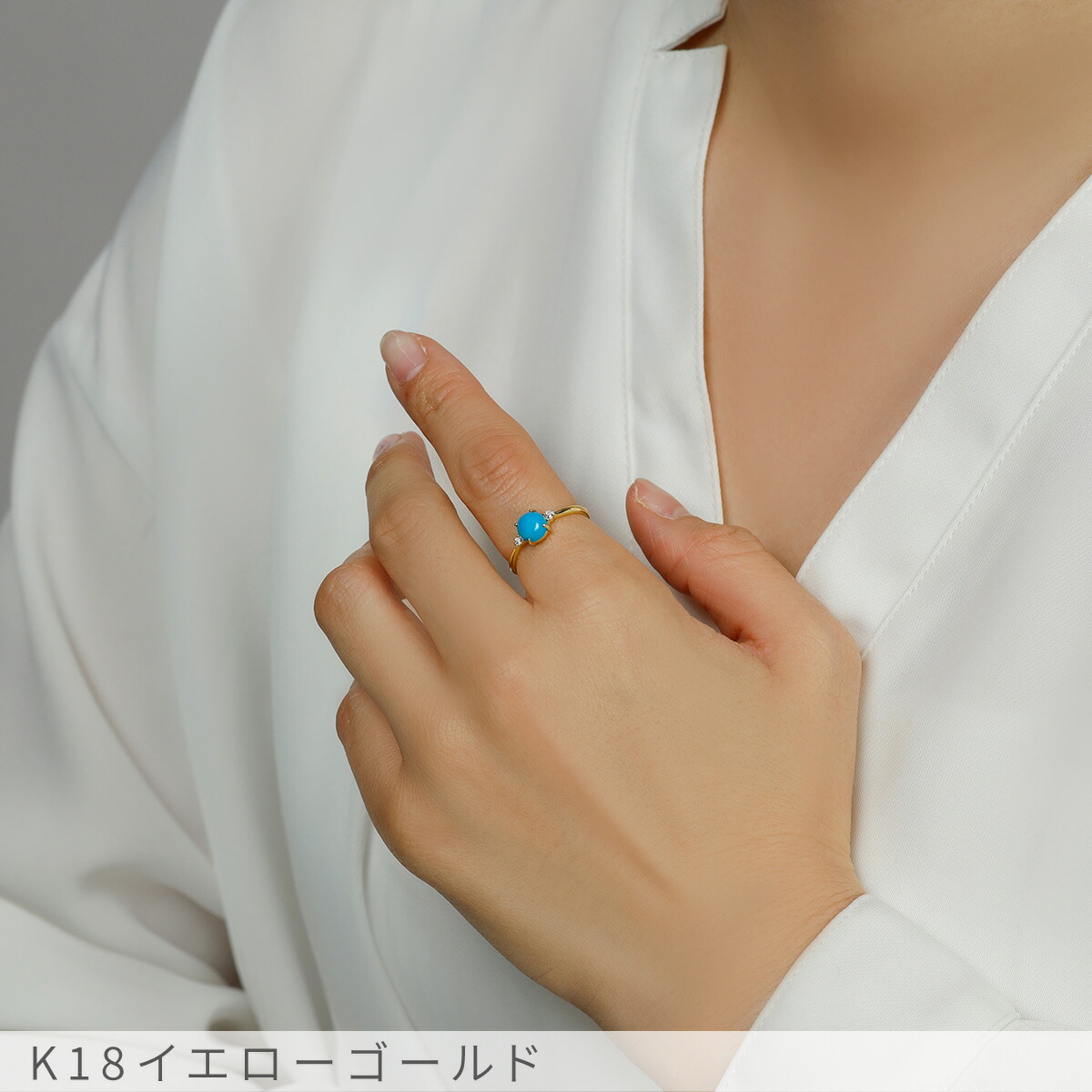 楽天市場】ターコイズ ダイヤモンド リング ターコイズブルー 18金 k18