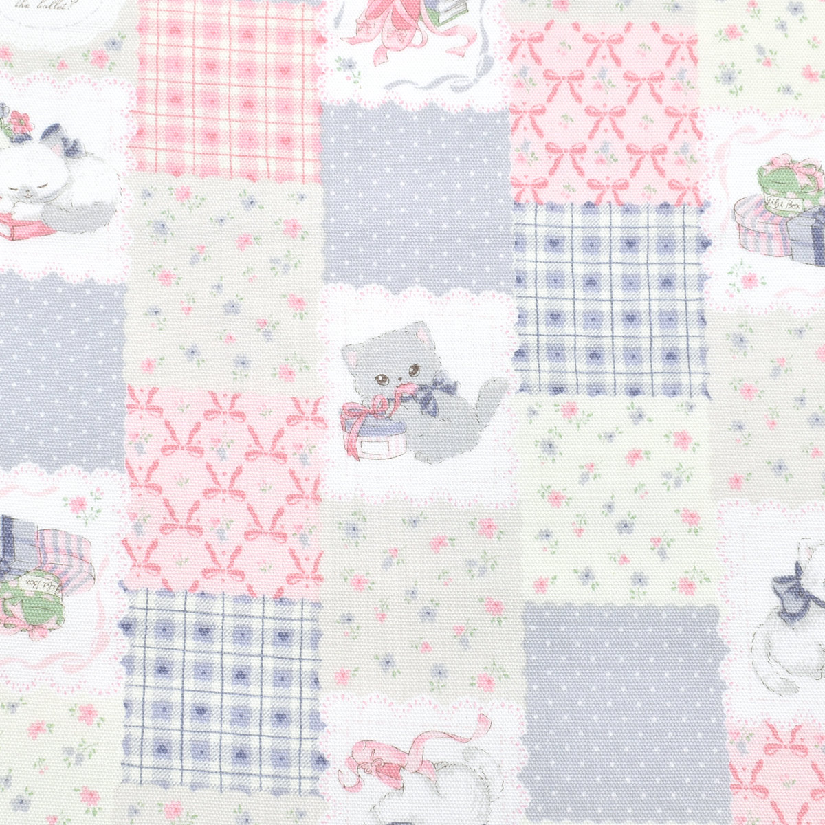 楽天市場】猫のパッチワーク風 オックス生地 AP52204-2 コスモ (50cm