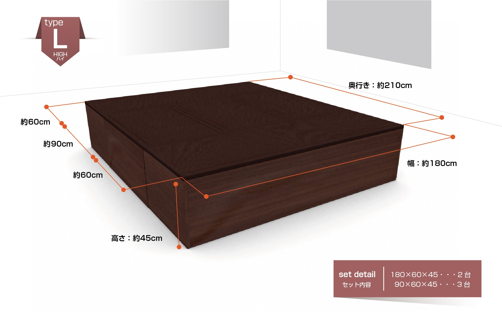 楽天市場】樹脂畳ユニットセット ナチュラルorブラウン ハイタイプL